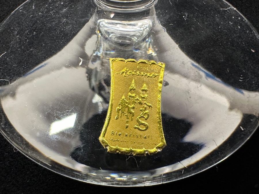 Rare Genuine Meissen (Germany) Cut Crystal Mouth-Blown Hand-Sanded Stemware Glasses Orchid Orchidee Pattern With Original Box - 6 Glasses Total 6-5/8'H [Photo 11]