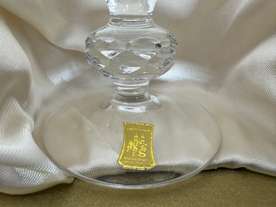 Rare Genuine Meissen (Germany) Cut Crystal Mouth-Blown Hand-Sanded Stemware Glasses Orchid Orchidee Pattern With Original Box - 6 Glasses Total 6-5/8'H [Photo 5]