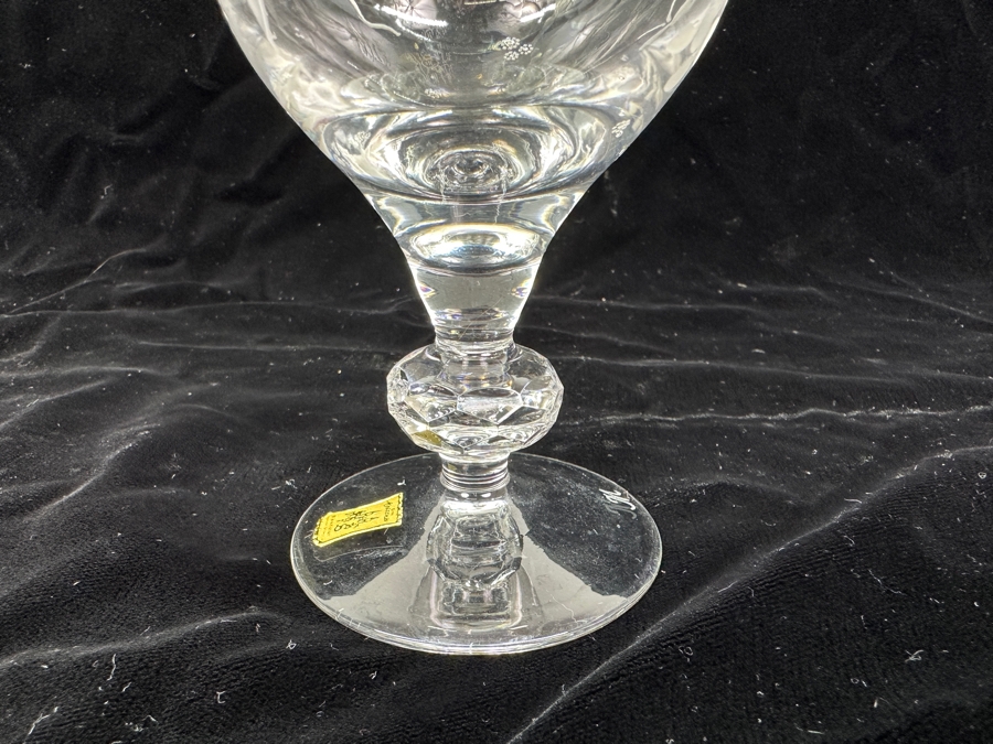 Rare Genuine Meissen (Germany) Cut Crystal Mouth-Blown Hand-Sanded Stemware Glasses Orchid Orchidee Pattern With Original Box - 6 Glasses Total 6-5/8'H [Photo 12]