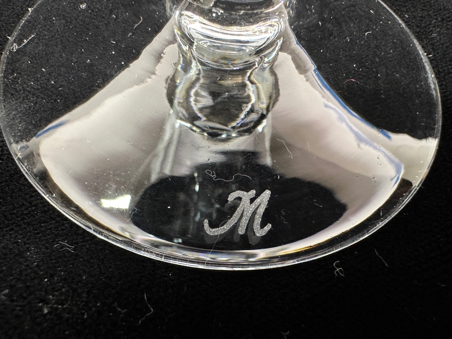 Rare Genuine Meissen (Germany) Cut Crystal Mouth-Blown Hand-Sanded Stemware Glasses Orchid Orchidee Pattern With Original Box - 6 Glasses Total 6-5/8'H [Photo 7]