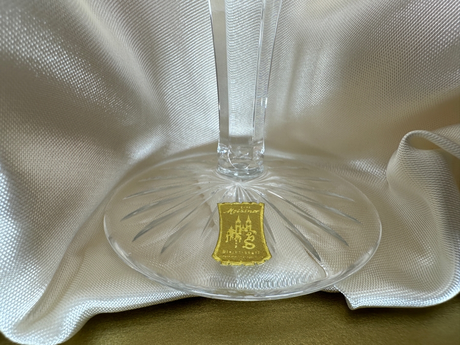 Rare Genuine Meissen (Germany) Cut Crystal Mouth-Blown Hand-Sanded Stemware Glasses Orchid Orchidee Pattern With Original Box - 6 Glasses Total 7-3/8'H [Photo 5]