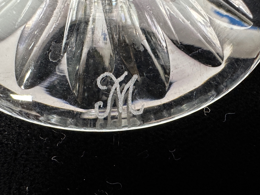 Rare Genuine Meissen (Germany) Cut Crystal Mouth-Blown Hand-Sanded Stemware Glasses Orchid Orchidee Pattern With Original Box - 6 Glasses Total 7-3/8'H [Photo 11]