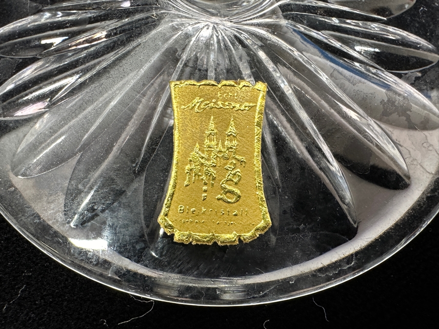 Rare Genuine Meissen (Germany) Cut Crystal Mouth-Blown Hand-Sanded Stemware Glasses Orchid Orchidee Pattern With Original Box - 6 Glasses Total 7-3/8'H [Photo 10]