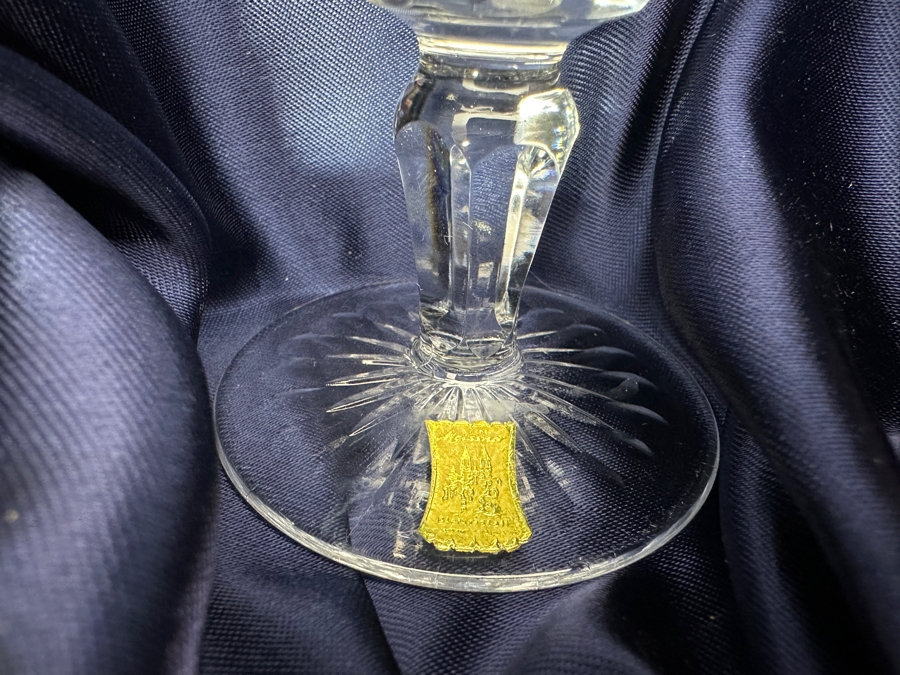 Rare Genuine Meissen (Germany) Cut Crystal Mouth-Blown Hand-Sanded Stemware Glasses Flower Pattern With Original Box - 6 Glasses Total 4.75'H [Photo 6]