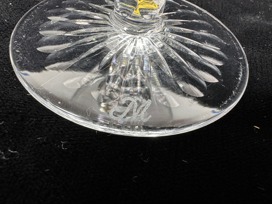 Rare Genuine Meissen (Germany) Cut Crystal Mouth-Blown Hand-Sanded Stemware Glasses Flower Pattern With Original Box - 6 Glasses Total 4.75'H [Photo 10]