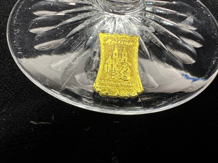 Rare Genuine Meissen (Germany) Cut Crystal Mouth-Blown Hand-Sanded Stemware Glasses Flower Pattern With Original Box - 6 Glasses Total 4.75'H [Photo 11]