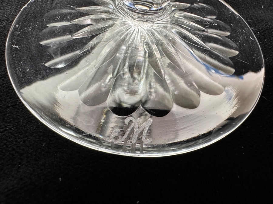 Rare Genuine Meissen (Germany) Cut Crystal Mouth-Blown Hand-Sanded Stemware Glasses Flower Pattern With Original Box - 5 Glasses Total 5'H	 [Photo 7]