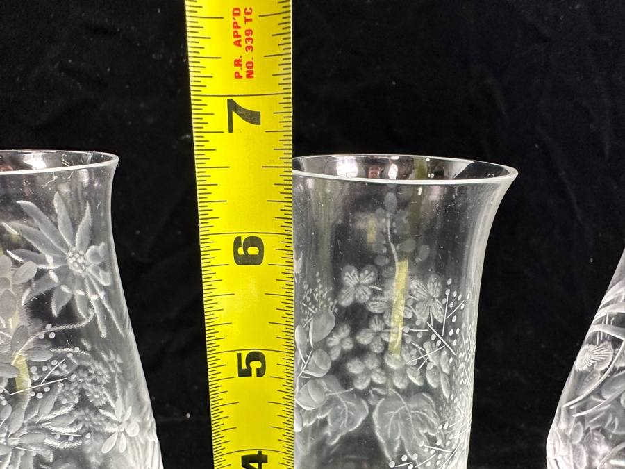 Rare Genuine Meissen (Germany) Cut Crystal Mouth-Blown Hand-Sanded Stemware Glasses Mixed 3 Different Patterns With Original Box - 6 Glasses Total 6.5'H [Photo 10]