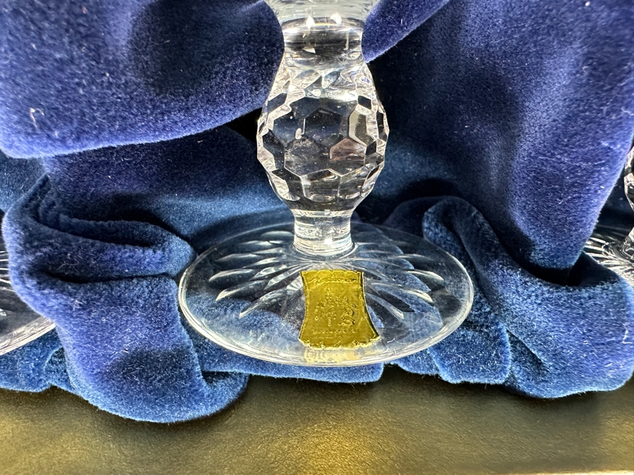 Rare Genuine Meissen (Germany) Cut Crystal Mouth-Blown Hand-Sanded Stemware Glasses Mixed 3 Different Patterns With Original Box - 6 Glasses Total 4.25'H [Photo 6]