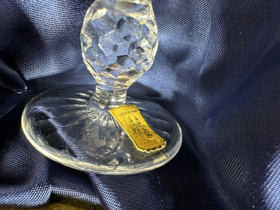 Rare Genuine Meissen (Germany) Cut Crystal Mouth-Blown Hand-Sanded Stemware Glasses Mixed 3 Different Patterns With Original Box - 6 Glasses Total 3-1/8'H [Photo 6]