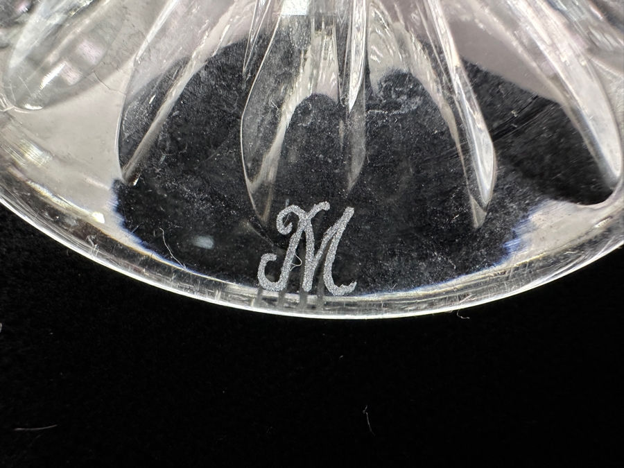 Rare Genuine Meissen (Germany) Cut Crystal Mouth-Blown Hand-Sanded Stemware Glasses Flower Pattern - 6 Glasses Total 8-7/8'H [Photo 8]