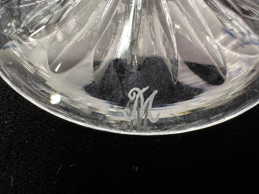 Rare Genuine Meissen (Germany) Cut Crystal Mouth-Blown Hand-Sanded Stemware Glasses Flower Pattern - 6 Glasses Total 8.75'H [Photo 5]