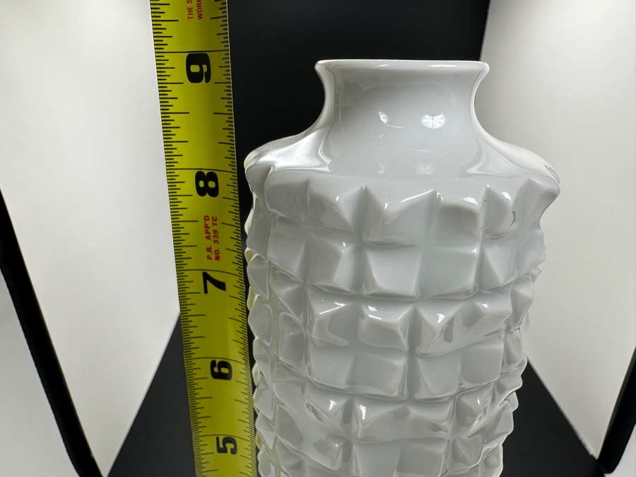 Meissen (Germany) Mid-Century White Porcelain Geometric Flower Vase By Ludwig Zepner 9H [Photo 6]