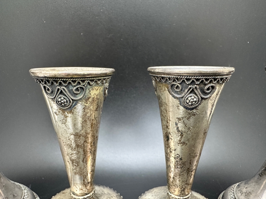 Set Of Four Sterling Silver Candle Holders Made In Israel 3.25'H 143g [Photo 3]