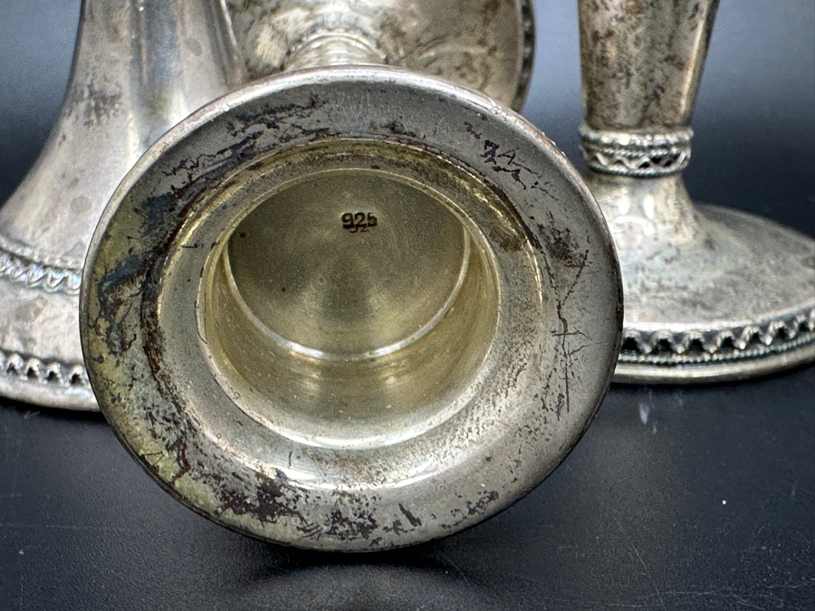 Set Of Four Sterling Silver Candle Holders Made In Israel 3.25'H 143g [Photo 6]