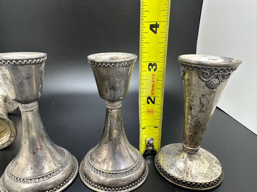 Set Of Four Sterling Silver Candle Holders Made In Israel 3.25'H 143g [Photo 10]