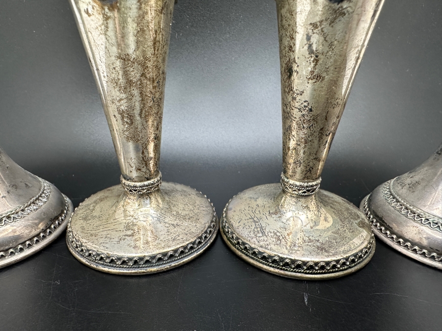 Set Of Four Sterling Silver Candle Holders Made In Israel 3.25'H 143g [Photo 4]