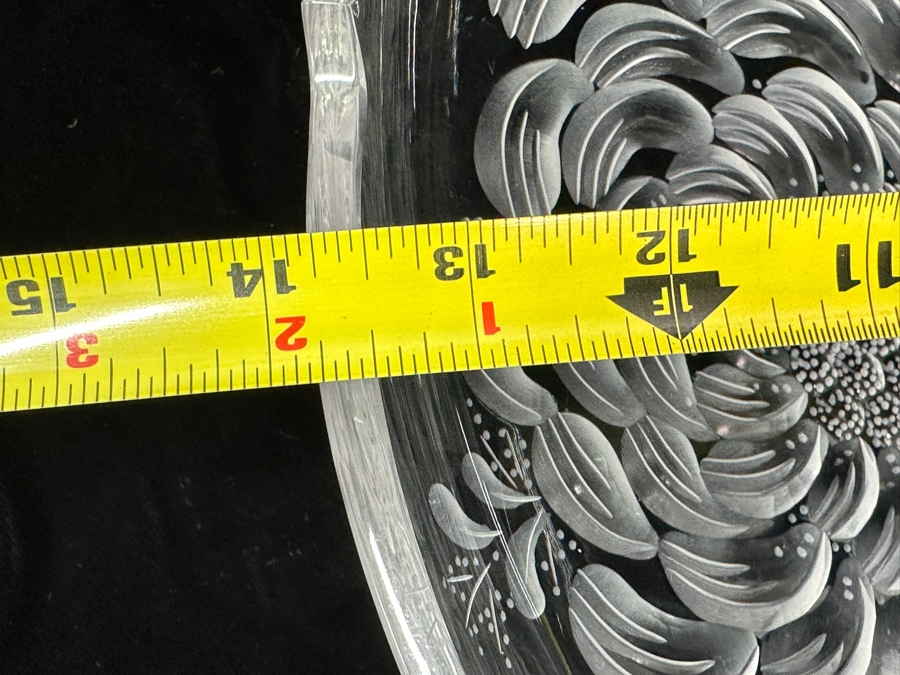 Stunning Rare Genuine Meissen (Germany) Cut Crystal Mouth-Blown Hand-Sanded Bowl Featuring Butterfly & Flowers 13.75W X 2.5H [Photo 14]