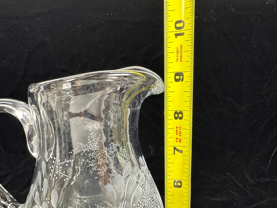 Rare Genuine Meissen (Germany) Cut Crystal Mouth-Blown Hand-Sanded Water Pitcher 9H [Photo 11]