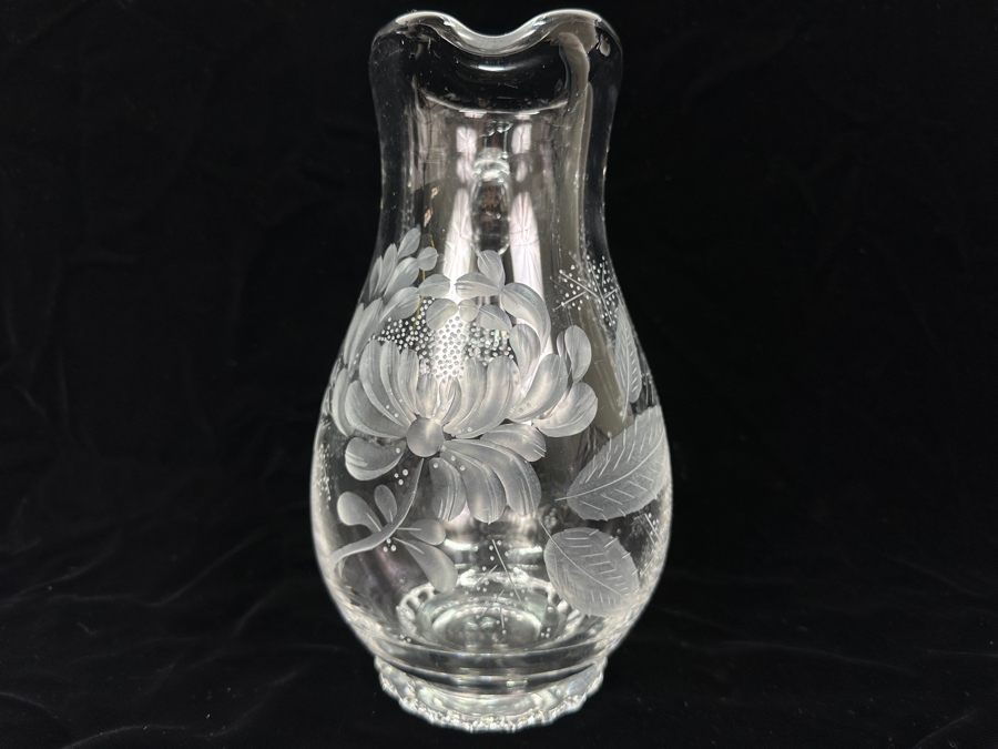 Rare Genuine Meissen (Germany) Cut Crystal Mouth-Blown Hand-Sanded Water Pitcher 9H