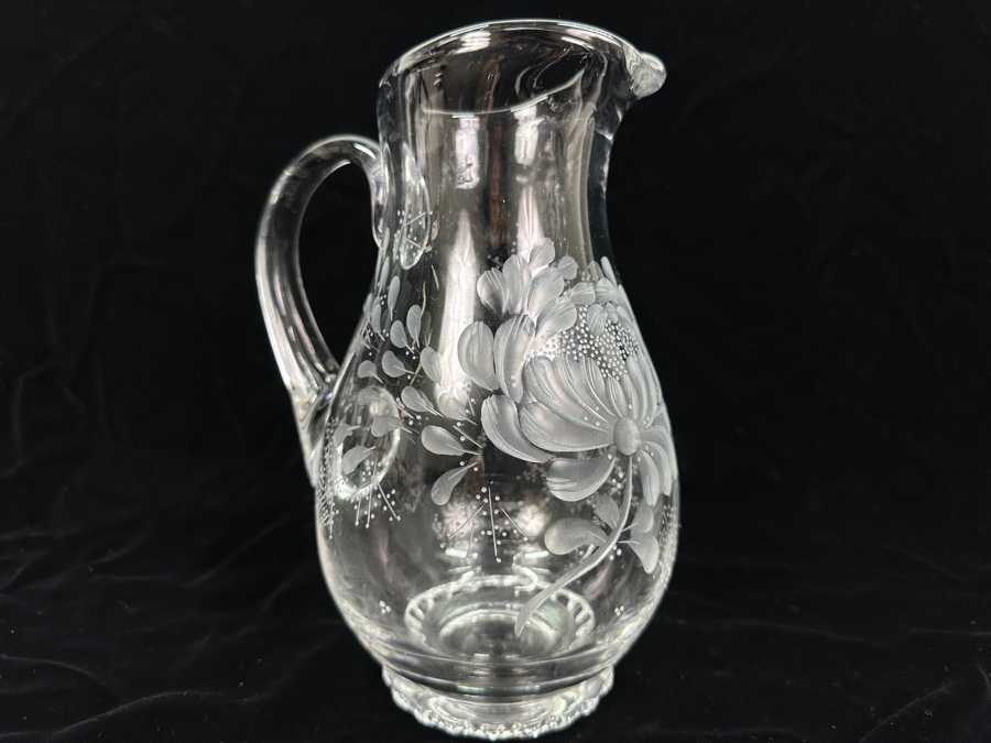 Rare Genuine Meissen (Germany) Cut Crystal Mouth-Blown Hand-Sanded Water Pitcher 9H [Photo 3]