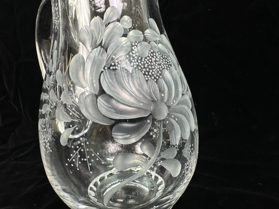 Rare Genuine Meissen (Germany) Cut Crystal Mouth-Blown Hand-Sanded Water Pitcher 9H [Photo 6]