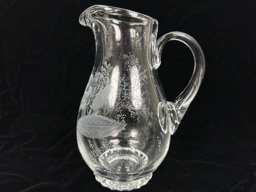 Rare Genuine Meissen (Germany) Cut Crystal Mouth-Blown Hand-Sanded Water Pitcher 9H [Photo 4]