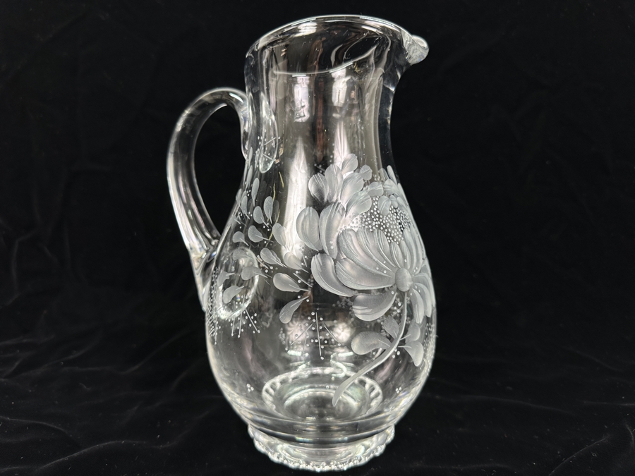 Rare Genuine Meissen (Germany) Cut Crystal Mouth-Blown Hand-Sanded Water Pitcher 9H [Photo 5]