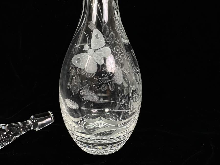 Rare Genuine Meissen (Germany) Cut Crystal Mouth-Blown Hand-Sanded Liquor Decanter With Stopper 16H [Photo 6]