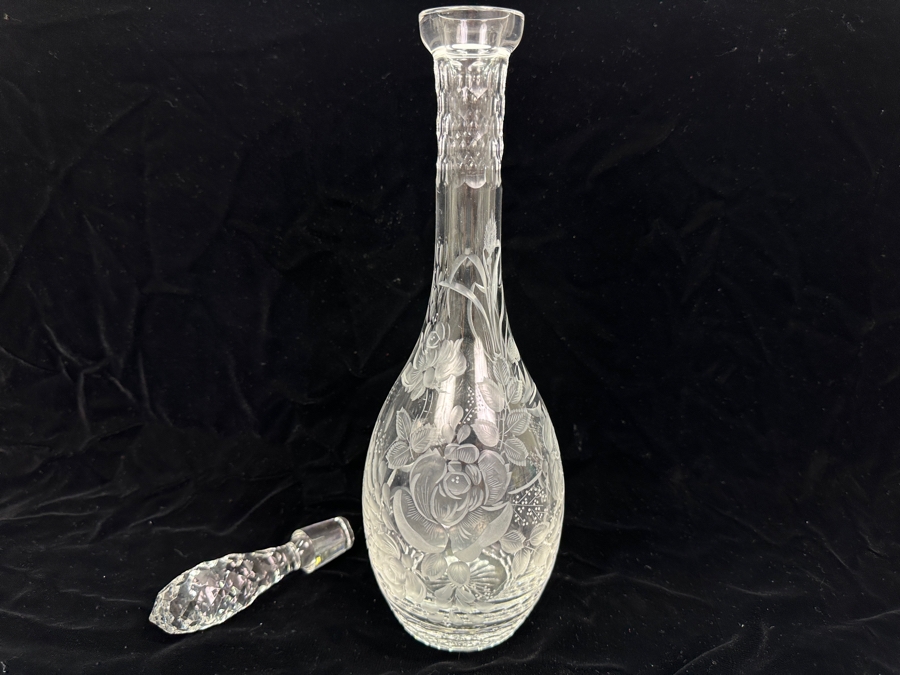 Rare Genuine Meissen (Germany) Cut Crystal Mouth-Blown Hand-Sanded Liquor Decanter With Stopper 16H [Photo 3]