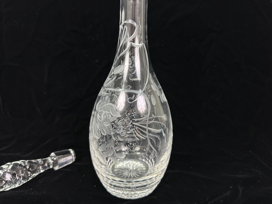 Rare Genuine Meissen (Germany) Cut Crystal Mouth-Blown Hand-Sanded Liquor Decanter With Stopper 16H [Photo 8]