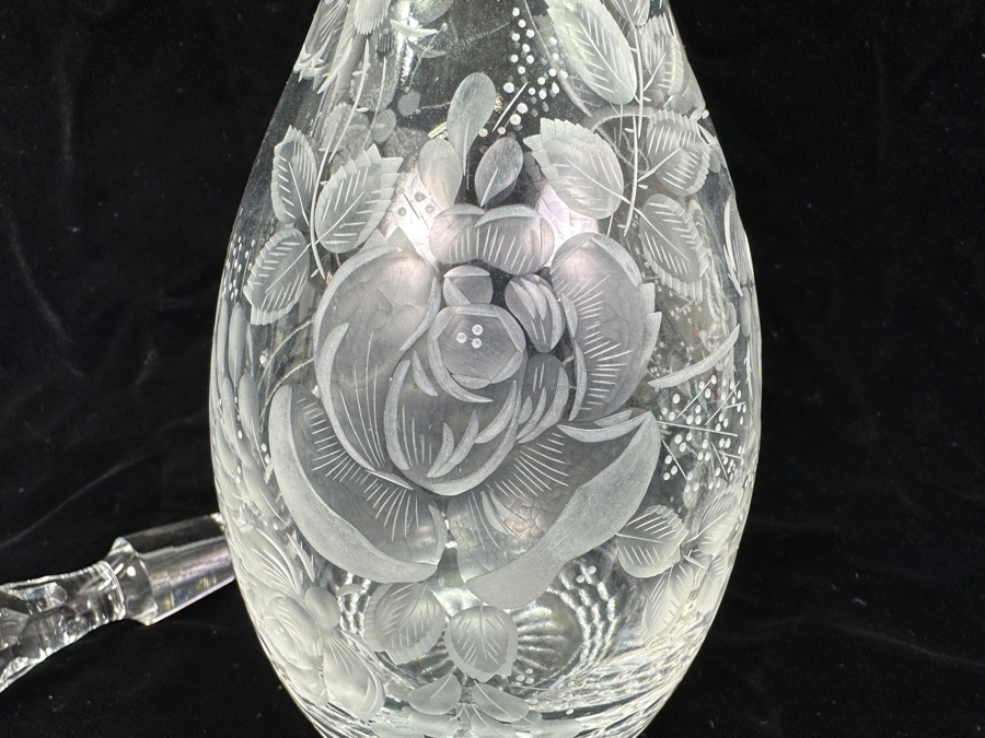 Rare Genuine Meissen (Germany) Cut Crystal Mouth-Blown Hand-Sanded Liquor Decanter With Stopper 16H [Photo 4]