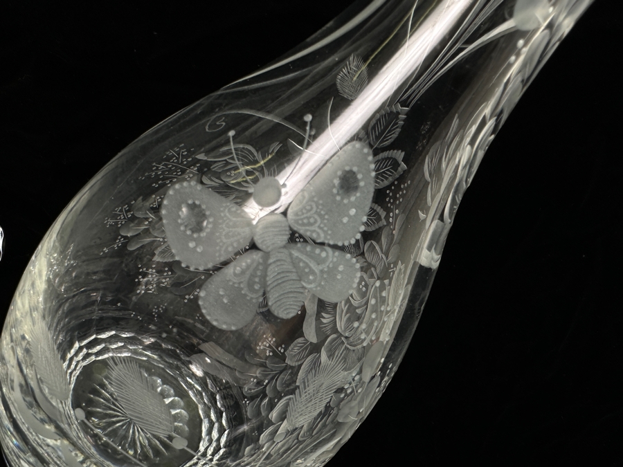 Rare Genuine Meissen (Germany) Cut Crystal Mouth-Blown Hand-Sanded Liquor Decanter With Stopper 16H [Photo 7]