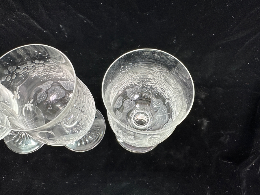 Rare Genuine Meissen (Germany) Cut Crystal Mouth-Blown Hand-Sanded Stemware Glasses Mixed Patterns - 12 Glasses Total 6'H [Photo 12]