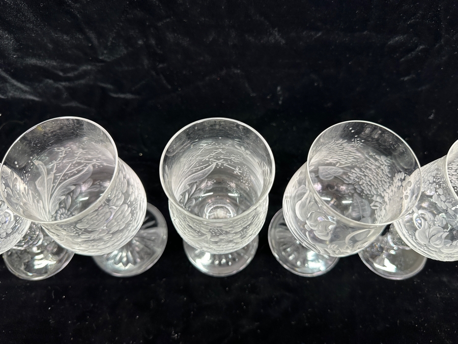 Rare Genuine Meissen (Germany) Cut Crystal Mouth-Blown Hand-Sanded Stemware Glasses Mixed Patterns - 12 Glasses Total 6'H [Photo 11]