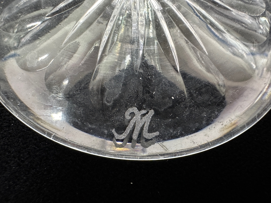 Rare Genuine Meissen (Germany) Cut Crystal Mouth-Blown Hand-Sanded Stemware Glasses - 6 Glasses Total 7-3/8'H [Photo 6]