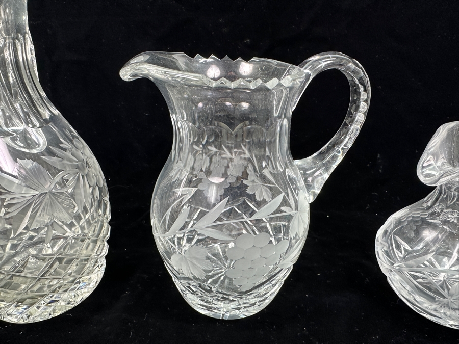 Three Cut Crystal Pitchers 9H - 5H [Photo 6]