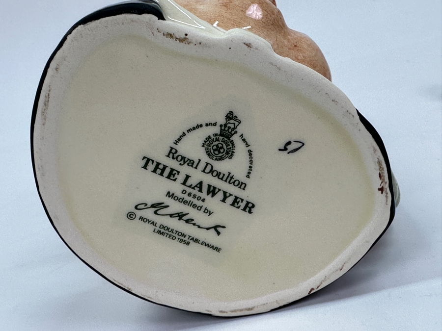 Royal Doulton 'The Lawyer' Small Toby Jug Mug and 'Windflower' Small Figurine 4'H [Photo 5]
