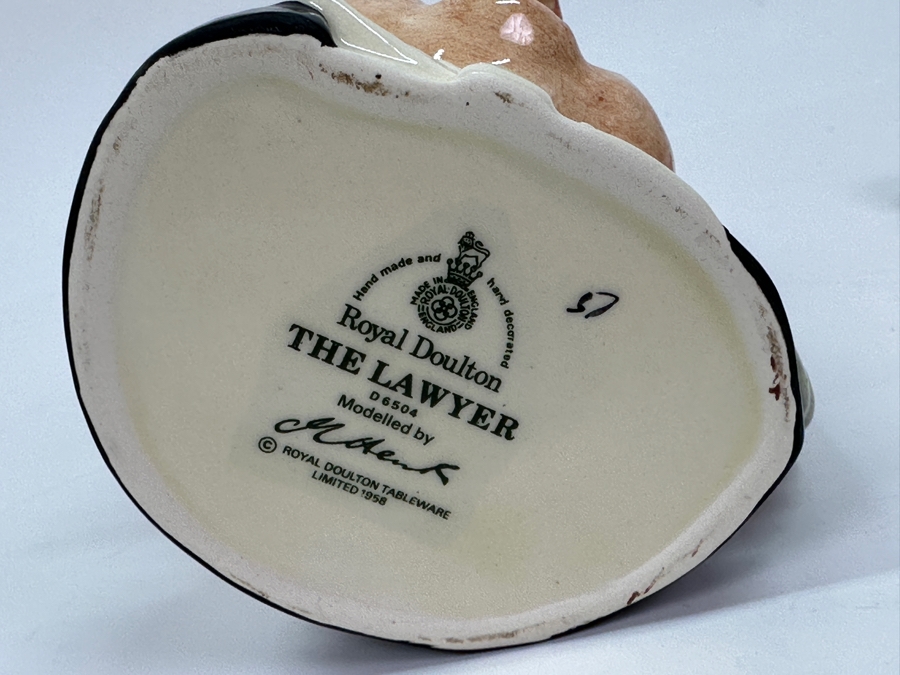 Royal Doulton 'The Lawyer' Small Toby Jug Mug and 'Windflower' Small Figurine 4'H [Photo 6]