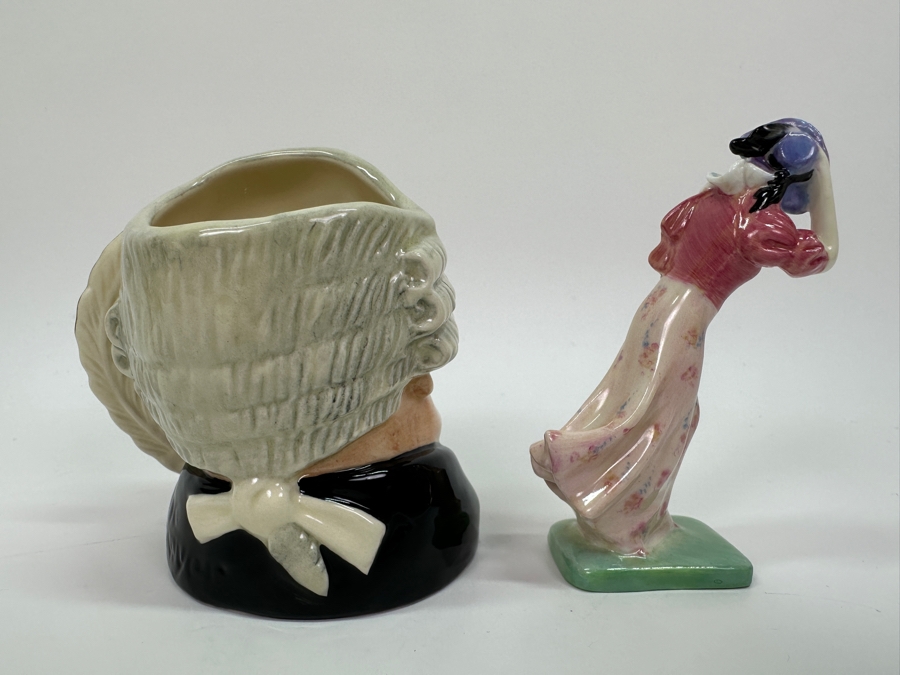 Royal Doulton 'The Lawyer' Small Toby Jug Mug and 'Windflower' Small Figurine 4'H [Photo 3]