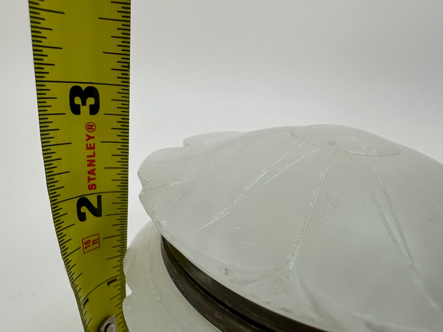 Vintage Stephen A Kramer Hand-Made Italian Alabaster Box with Bronze Mounts 4'W x 2.75'H [Photo 9]