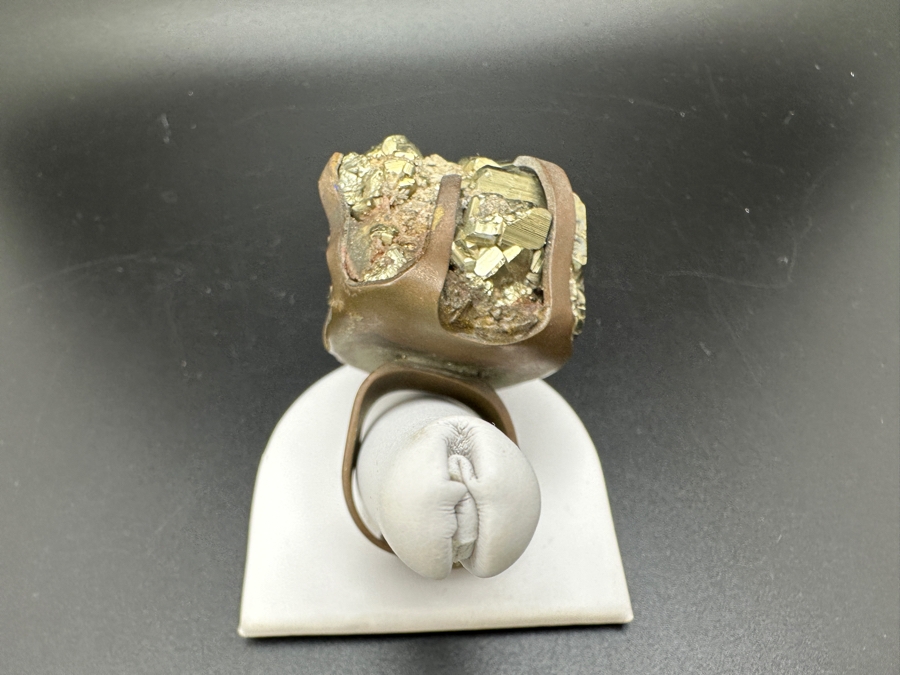Just Added - Huge Pyrite Cluster Ring Opera Prop (Photo Shows Client Wearing Ring And Can Be Seen In Opera Program Included) From Richard Wagner's Der Ring Des Nibelungen Opera Size 11.5 [Photo 6]