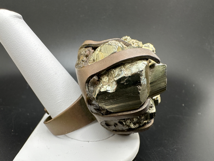 Just Added - Huge Pyrite Cluster Ring Opera Prop (Photo Shows Client Wearing Ring And Can Be Seen In Opera Program Included) From Richard Wagner's Der Ring Des Nibelungen Opera Size 11.5 [Photo 4]