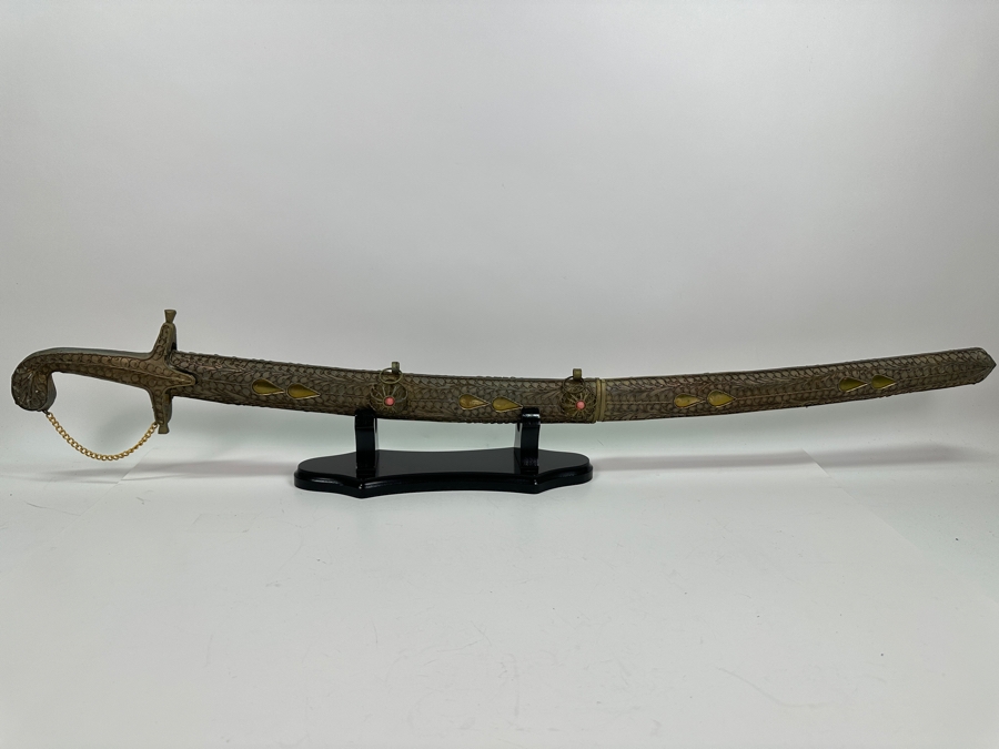 Just Added - Persian Sword With Decorative Scabbard And Display Stand 38L [Photo 14]