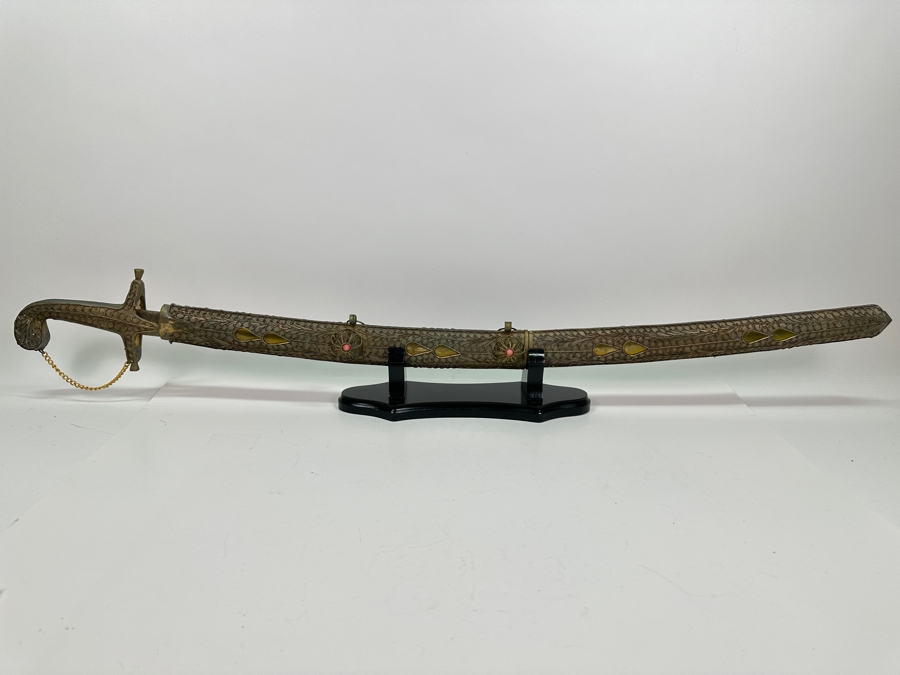 Just Added - Persian Sword With Decorative Scabbard And Display Stand 38L [Photo 2]