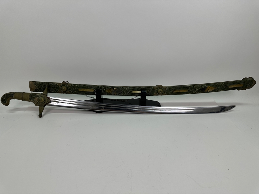 Just Added - Persian Sword With Decorative Scabbard And Display Stand 37L [Photo 7]