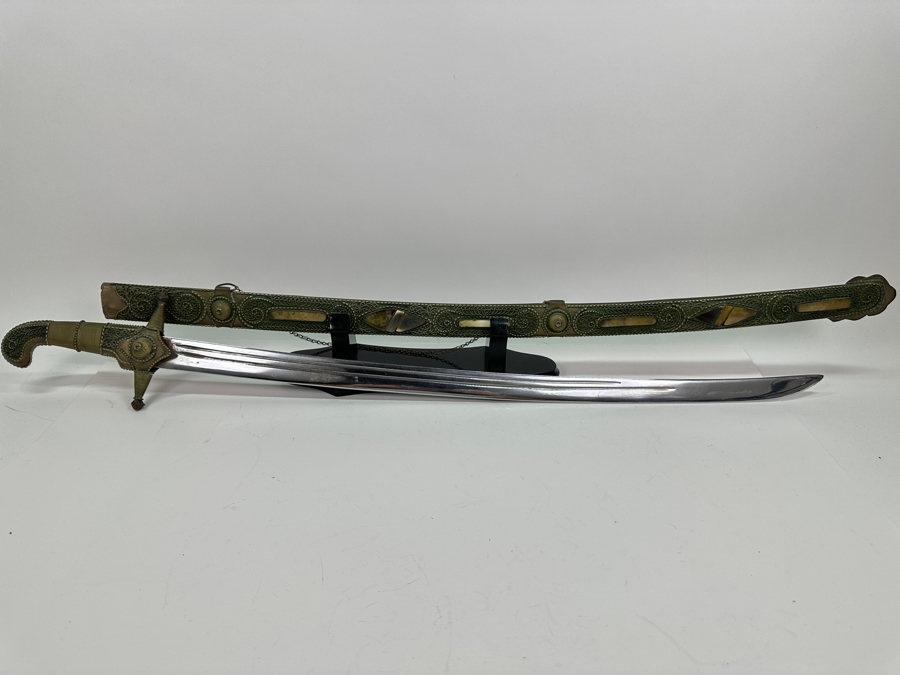 Just Added - Persian Sword With Decorative Scabbard And Display Stand 37L [Photo 8]