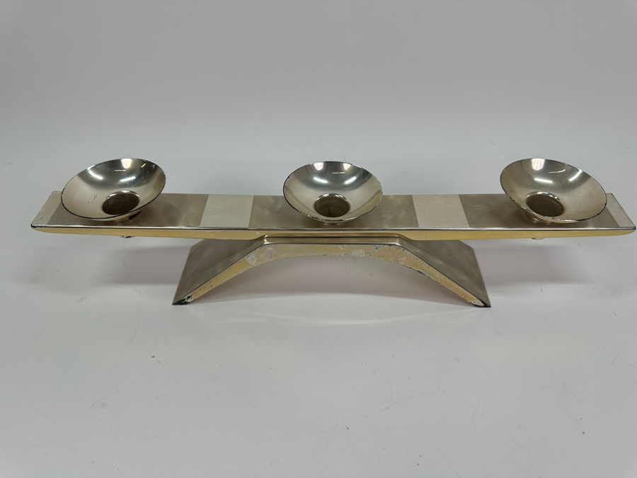 WMF German Modernist Ikora Mid-Century Candleholder in Plated Silver [Photo 2]