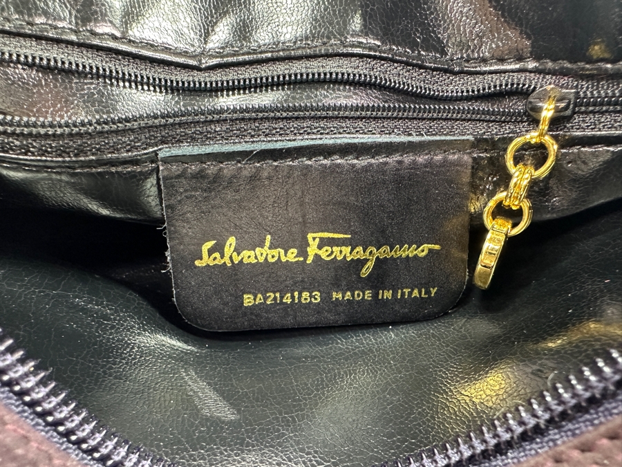 Purple Suede Salvatore Ferragamo Handbag 10'W x 7'H [Photo 4]