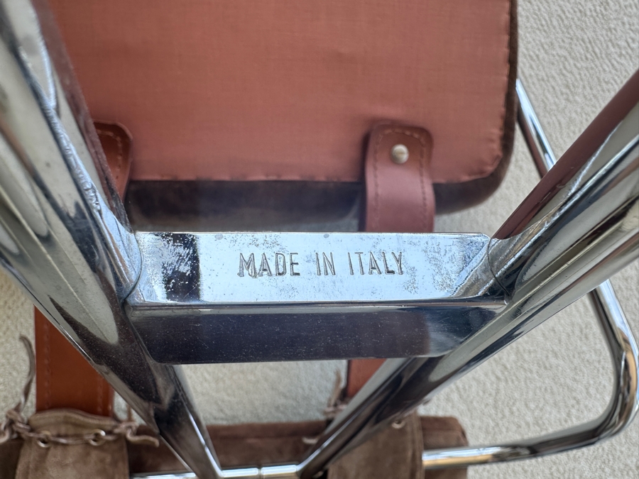 Pair Of Vintage Suede, Leather And Bent Chrome Tucroma Italian Armchairs By Guido Faleschini For Mariani 21'W X 20'D X 32'H [Photo 19]